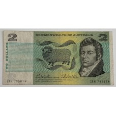 AUSTRALIA 1967 . TWO 2 DOLLARS BANKNOTE . COOMBS/RANDALL . STAR NOTE . FIRST PREFIX ZFH